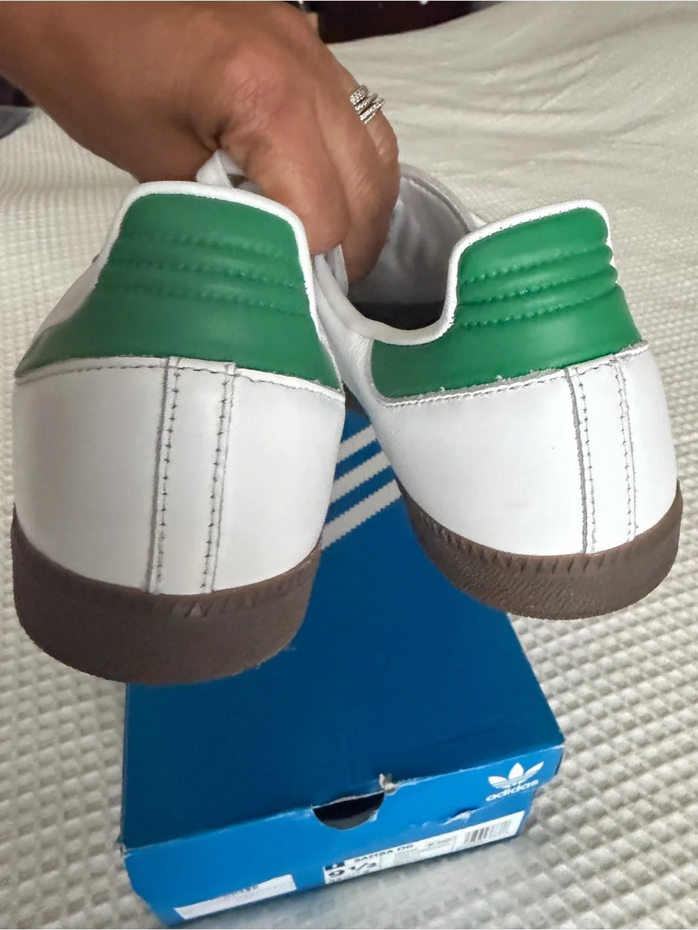 Worn once. Men’s Samba OG White and Green Size 9.5